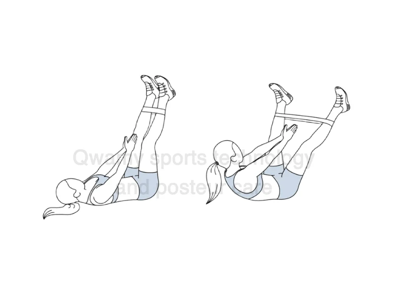 تمرين (تمدد البطن مع خطف الساق باستخدام الشريط – Band Leg Abduction Crunch)