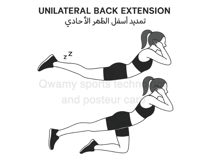 تمرين (تمديد الظهر أحادي الجانب – Unilateral Back Extension)